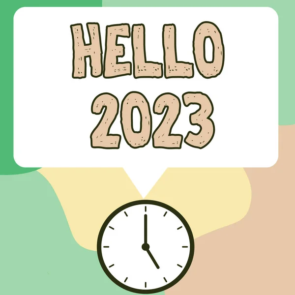 Textový Nápis Zobrazující Hello 2023 Oslava Podnikatelského Konceptu Začátku Kalendářního — Stock fotografie
