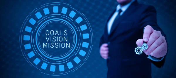 Konzeptionelle Bildunterschrift Ziele Vision Mission Word Geschrieben Über Den Praktischen — Stockfoto