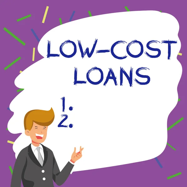 Writing displaying text Low Cost Loans, Business overview loan that has an interest rate below twelve percent