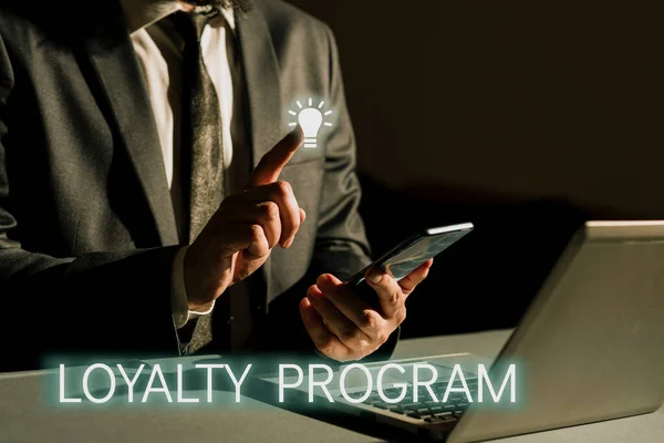 Handschrift Tekst Loyalty Program Woord Voor Marketing Inspanning Die Prikkels — Stockfoto