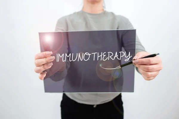 Signo Que Exhibe Inmunoterapia Tratamiento Idea Negocio Prevención Enfermedad Que —  Fotos de Stock