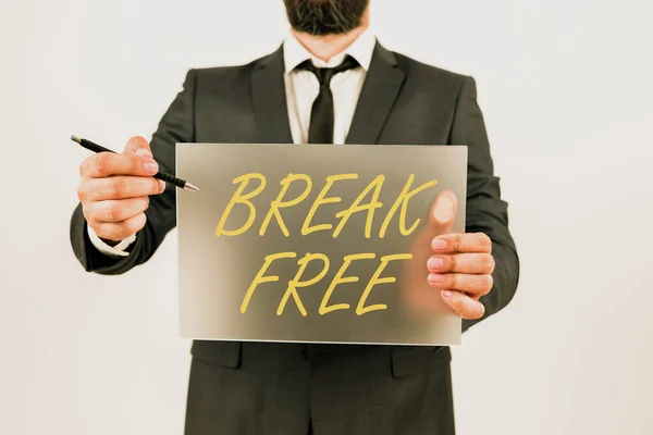 Text Ukazující Break Free Slovo Napsané Jiném Způsobu Jak Říct — Stock fotografie