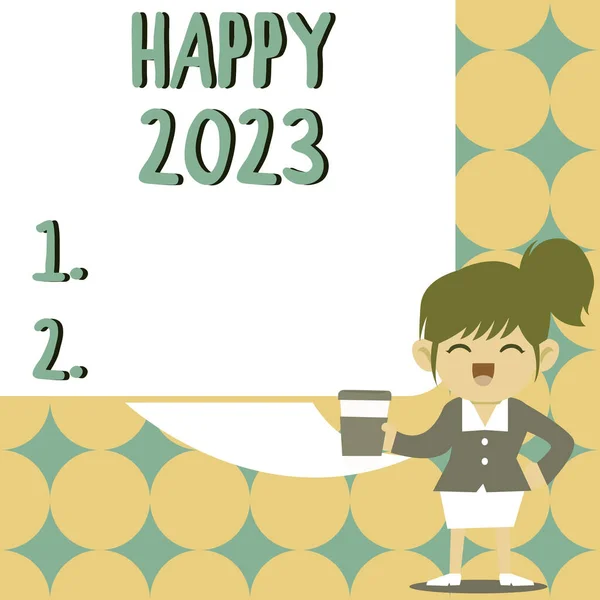 Legenda Conceitual Happy 2023 Celebração Visão Geral Negócio Início Ano — Fotografia de Stock