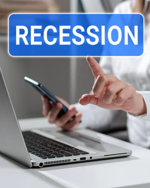 Handschrift Zeichen Rezession Internet Konzept Der Prozess Der Progressiven Verringerung — Stockfoto
