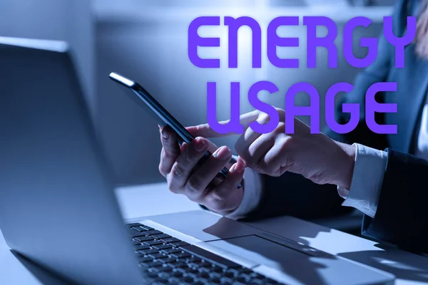 能源使用 互联网概念在一个过程或系统中消耗或使用的能源数量 — 图库照片