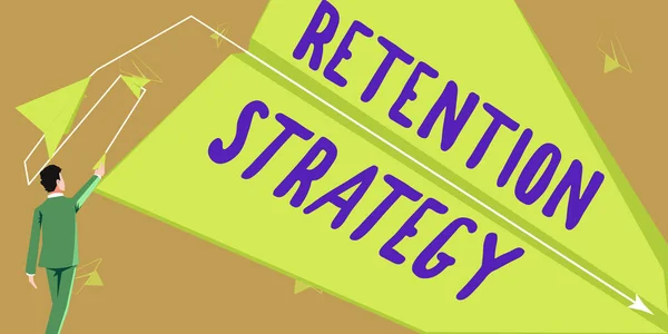Tekstbord Met Retention Strategy Concept Betekent Activiteiten Personeelsverloop Uitputting Verminderen — Stockfoto