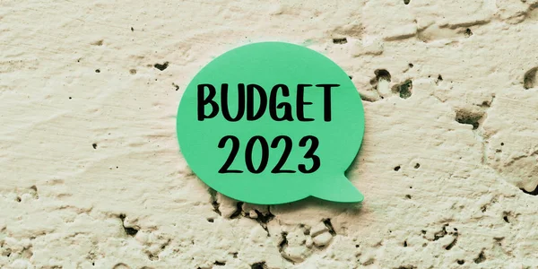 Tecken Budget 2023 Internet Uppskattning Inkomster Och Utgifter För Nästa — Stockfoto