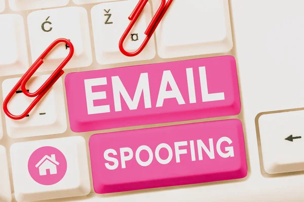 stock image Text sign showing Email Spoofing, Word Written on secure the access and content of an email account or service