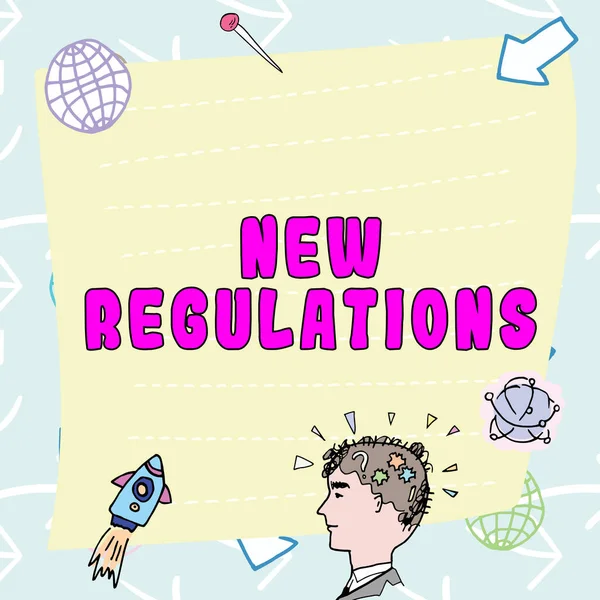 Tekst Pokazujący Inspirację Nowe Rozporządzenia Słowo Rozporządzeniem Kontrolujące Działalność Zwykle — Zdjęcie stockowe