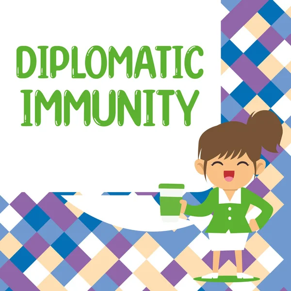 Conceptuele Weergave Diplomatieke Immuniteit Woord Geschreven Wet Die Buitenlandse Diplomaten — Stockfoto