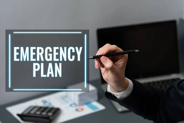 Firma Mostrando Plan Emergencia Enfoque Negocios Procedimientos Para Respuesta Emergencias —  Fotos de Stock