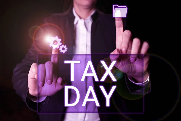 Texto Que Presenta Día Del Impuesto Término Coloquial Idea Negocio —  Fotos de Stock