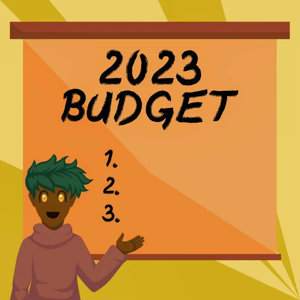 Inspiratie Uithangbord 2023 Budget Conceptuele Foto Financieel Ondernemingsplan Voor Nieuwjaar — Stockfoto