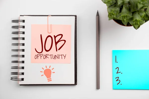 Inspiração Mostrando Sinal Job Opportunity Business Mostrar Uma Oportunidade Emprego — Fotografia de Stock