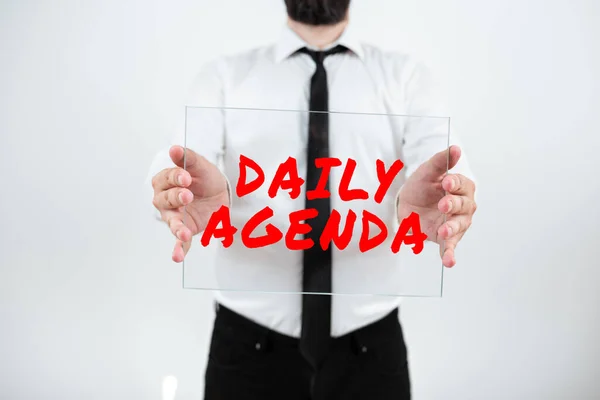 Текст Показывающий Вдохновение Daily Agenda Business Idea List Items Discussed — стоковое фото