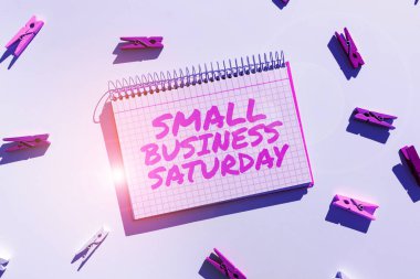 Cumartesi günü küçük işletme, cumartesi günü Amerikan alışveriş tatili konsepti içeren metin yazma