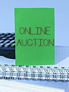 Çevrimiçi Açık Artırma, İş yaklaşımı, ürün veya hizmetleri çevrimiçi satın alma ve satma sürecini gösteren imza