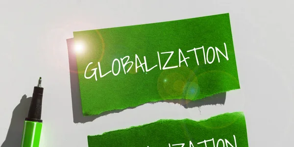 Inspiracja Ukazująca Oznaki Globalizacja Rozwój Podejścia Biznesowego Coraz Bardziej Zintegrowanej — Zdjęcie stockowe