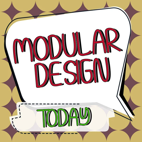 Bildunterschrift Modulares Design Word Written Product Design Produce Integration Combining — Stockfoto