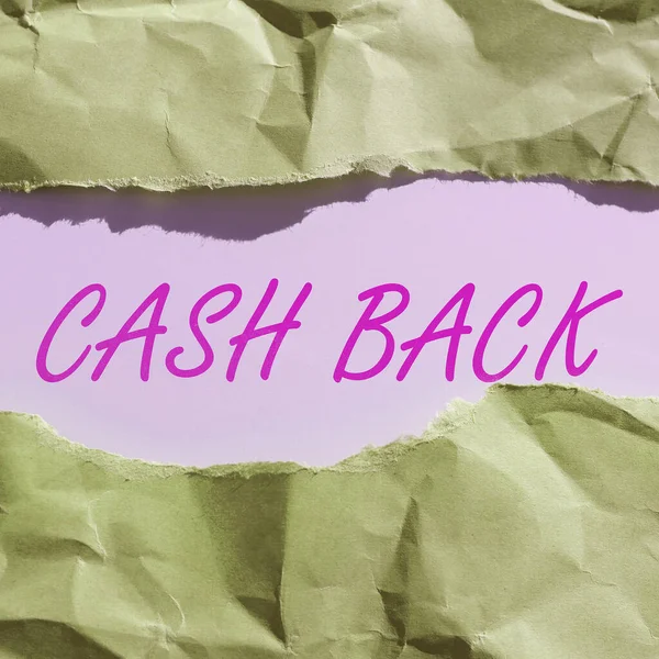 Zeichen Mit Cash Back Geschäftsansatz Anreiz Bot Käufern Bestimmte Produkt — Stockfoto