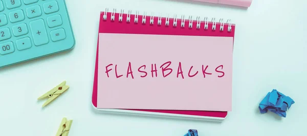 Jelzés Flashbacks Üzleti Megközelítés Megszakítása Kronológiai Szekvencia Beavatkozásával Események Korábbi — Stock Fotó