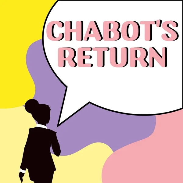 手写符号Chabots返回 商业概念通过听觉或文字的方法恢复对话 — 图库照片