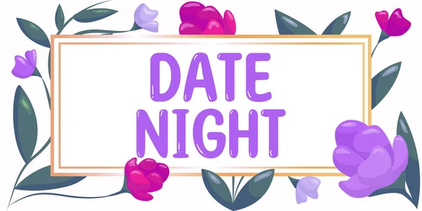 Hand Writing Sign Date Night Word Written Time Couple Can — Stock Photo, Image