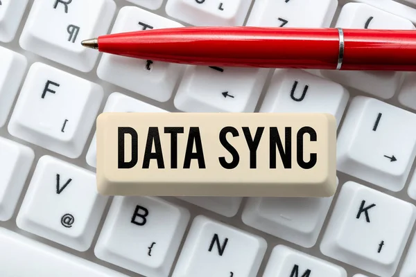 Inspiratie Toont Teken Data Sync Concept Betekent Data Die Continu — Stockfoto