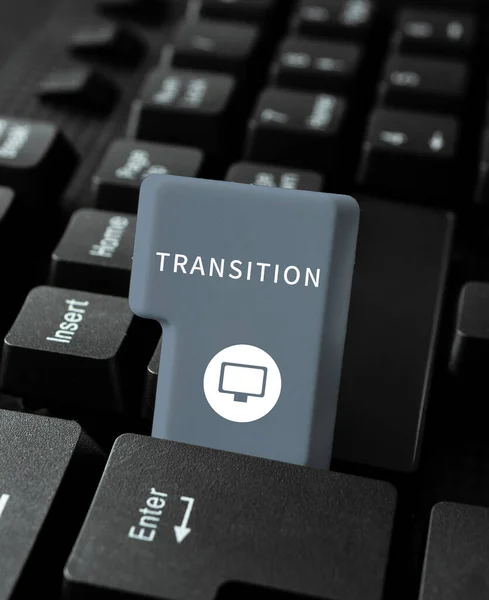 Signe Écriture Transition Internet Concept Une Modification Dramatique Radicale Forme — Photo