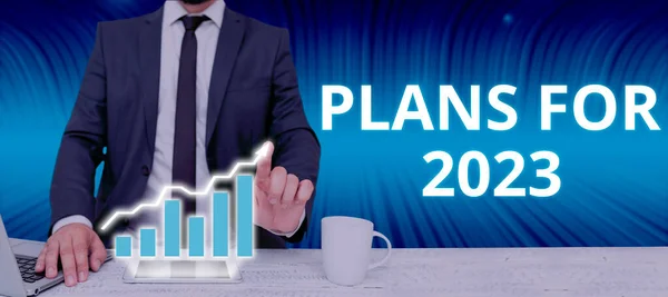 Planos Sinal Escrita Mão Para 2023 Visão Geral Negócio Uma — Fotografia de Stock