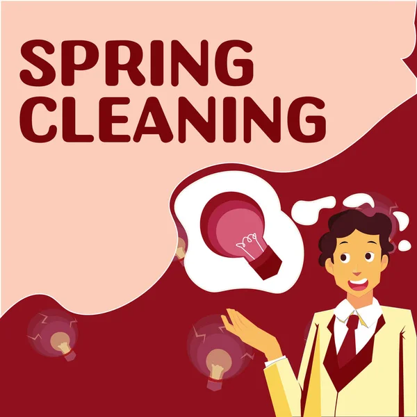 Podpis Tekstowy Prezentujący Wiosenne Porządki Praktyka Koncepcji Biznesu Gruntownego Sprzątania — Zdjęcie stockowe