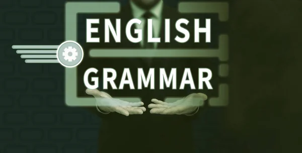 Text Sign Showing English Grammar Word Written Courses Cover All — Stock Photo, Image
