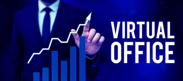 Visualización Conceptual Oficina Virtual Concepto Que Significa Entorno Trabajo Móvil —  Fotos de Stock