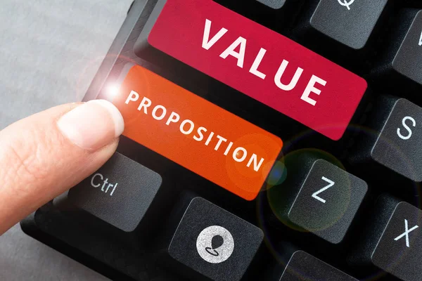 Tekstbord Met Value Proposition Internet Concept Service Maken Bedrijf Product — Stockfoto