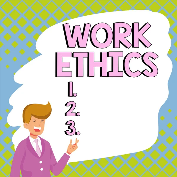 Text Caption Presenting Work Ethics Business Overview Sada Hodnot Zaměřením — Stock fotografie