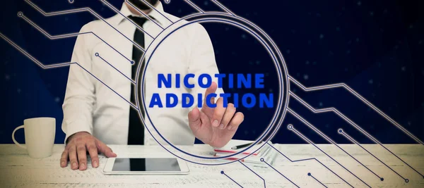 Affichage Conceptuel Dépendance Nicotine Approche Commerciale Condition Être Accro Tabagisme — Photo