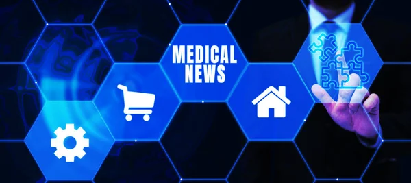 Logga Med Medical News Business Approach Rapport Eller Anmärkningsvärd Information — Stockfoto