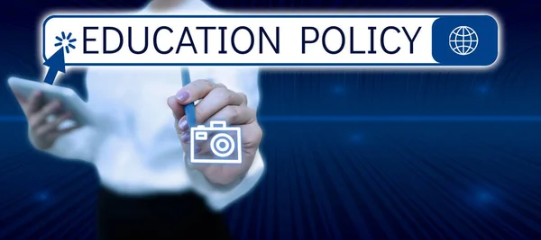 标志展示教育政策 商业概览研究领域 涉及教学方法 — 图库照片