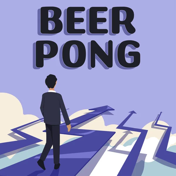 Mão Escrita Sinal Beer Pong Internet Concept Jogo Com Conjunto — Fotografia de Stock