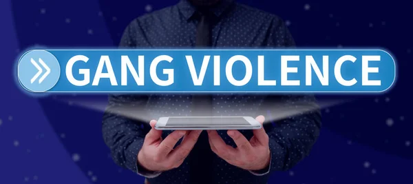 Segnale Scrittura Mano Gang Violence Business Vetrina Violazione Delle Leggi — Foto Stock