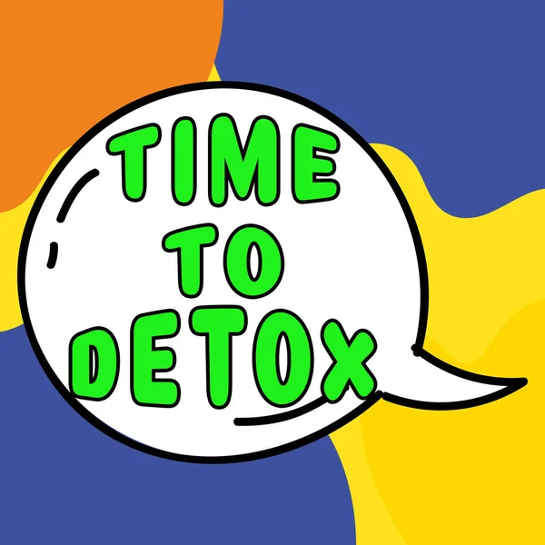 Znak Tekstowy Pokazujący Czas Detox Słowo Napisane Moment Dietę Zdrowie — Zdjęcie stockowe