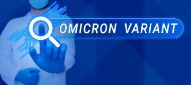 Yeni bir koronavirüsün neden olduğu hafif ve şiddetli solunum hastalığının kavramsal fotoğrafı olan Omicron Sapması 'nı gösteren ilham.