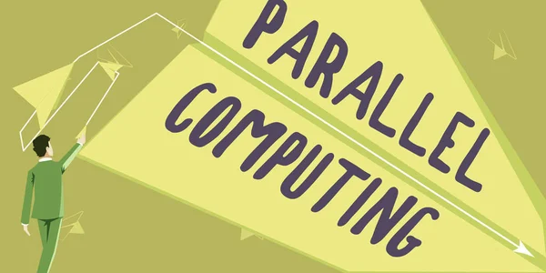 Ruční Psaní Znamení Parallel Computing Internet Koncepce Simultánní Výpočet Pomocí — Stock fotografie