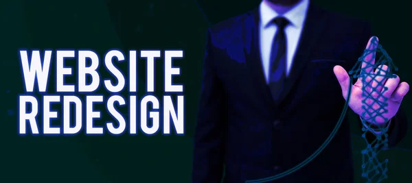 stock image Text sign showing Website Redesign, Business showcase modernize improver or evamp your websites look and feel