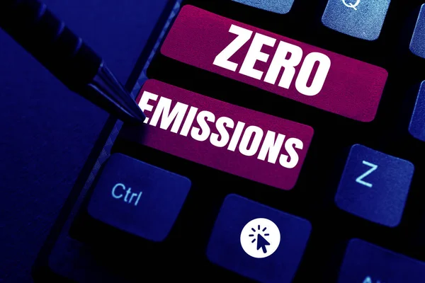Schreiben Von Text Zero Emissions Konzeptfoto Emittiert Keine Abfallprodukte Die — Stockfoto