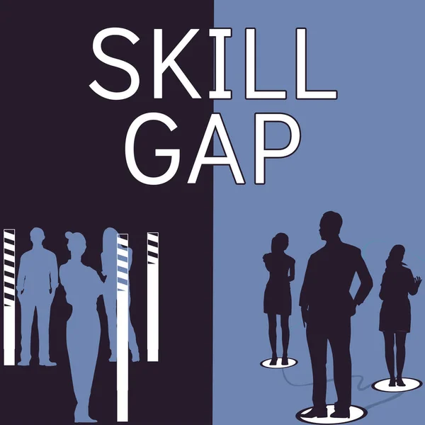 Ihletet Adó Szöveg Skill Gap Business Showcase Hivatkozás Egy Személy — Stock Fotó