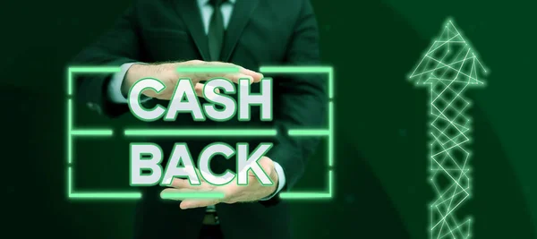 Yazısı Cash Back Fikri Alıcılara Nakit Para Almaları Için Bazı — Stok fotoğraf