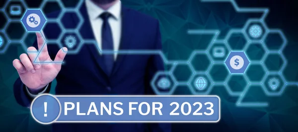 Handschrift Tekst Plannen Voor 2023 Conceptuele Foto Een Intentie Beslissing — Stockfoto