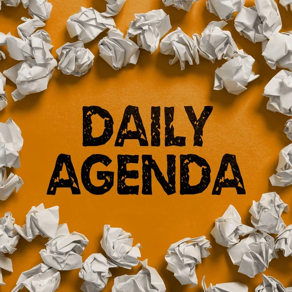 Konceptuální Titulek Denní Agenda Word Seznam Položek Diskutuje Každý Den — Stock fotografie