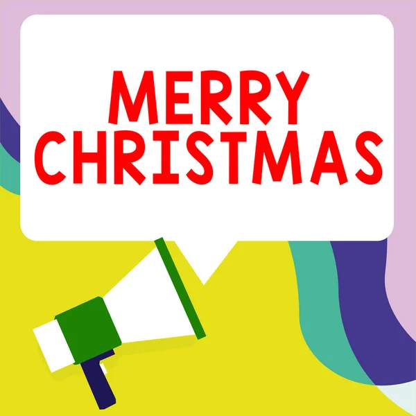 手写文本圣诞快乐 互联网概念每年的传统庆祝耶稣基督的诞生 — 图库照片